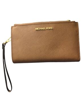 Michael Kors Brown Saffiano Leather Wristlet